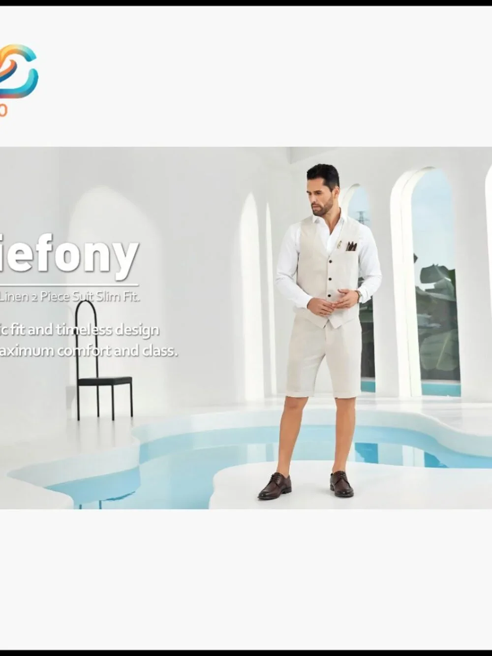 Men's Linen Suit Slim Fit Wedding Groomsmen Summer Vest Shorts Set